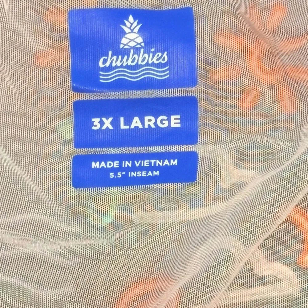Chubbies Swim Trunks Mens 3XL Navy Neon Flamingo Palm Tree 5.5